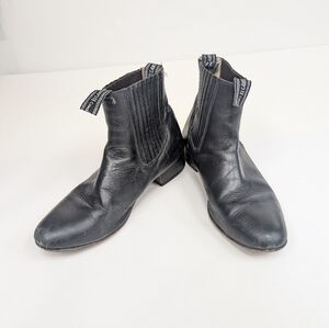 El Canelo Black Leather Slip On High Rise Ankle Boots Size 8.5